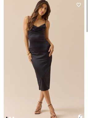 Raelynn Satin Midi Dress Altar'd State Black Dress NWT